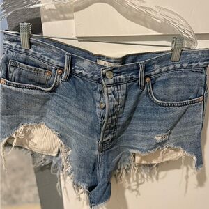 We The Free Frayed Blue Jean Shorts